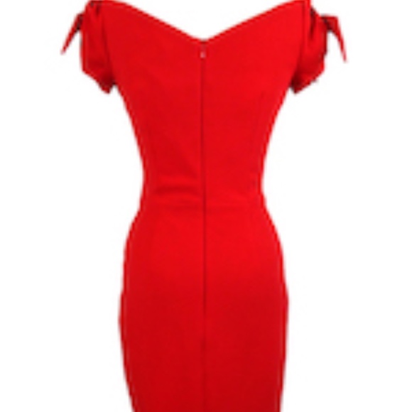 Retro 1950s Style Red Wiggle Dress Marilyn Monroe Inspired Cocktail Party Dress - Picture 4 of 6